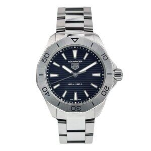Tag Heuer Stainless Steel Black Wave Dial 40mm Quartz Men's Watch WBP1110